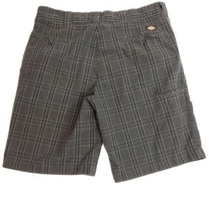 Dickies Mens Dark Grey Plaid Shorts 38
